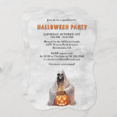 Creepy Ghost Cobweb Pumpkin Halloween Party 招待状 (正面/裏面)