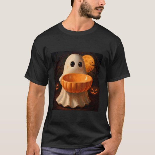 Creepy Ghost Pumpkin Halloween Tシャツ (正面)