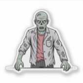 Creepy Green Zombie Halloween Sticker シール (正面)