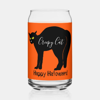 Creepy Halloween Black Cat ガラス缶
