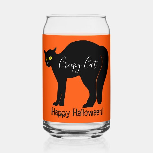 Creepy Halloween Black Cat  ガラス缶 (正面)