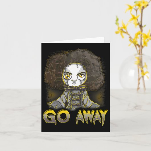 Creepy Halloween Doll Scary Horror Monster Face Go カード (黄色い花)