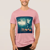 Creepy Halloween Graveyard vintage rustic design トライブレンドＴシャツ (正面)