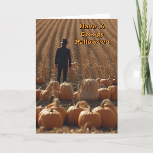 Creepy Halloween Man in a corn field カード (正面)