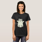 Creepy Halloween Peeking Black Cat for Feline Tシャツ (正面フル)