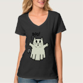 Creepy Halloween Peeking Black Cat for Feline Tシャツ (正面)