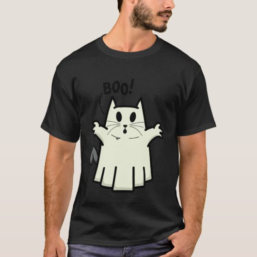 Creepy Halloween Peeking Black Cat for Feline Tシャツ (正面)