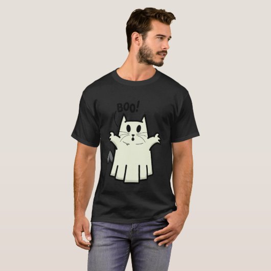 Creepy Halloween Peeking Black Cat for Feline Tシャツ (正面フル)