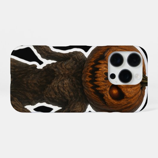 Creepy Halloween Pumpkin Monster Sticker iPhoneケース (裏面横)