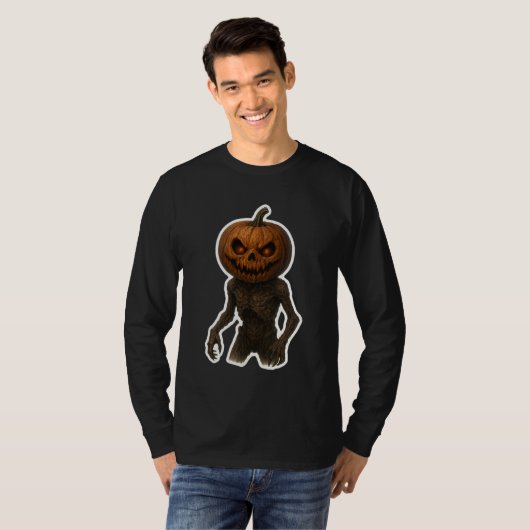 Creepy Halloween Pumpkin Monster Sticker Tシャツ (正面フル)