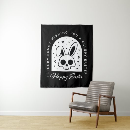 Creepy Happy Easter bunny skull gothic aesthetic タペストリー (インサイチュ)