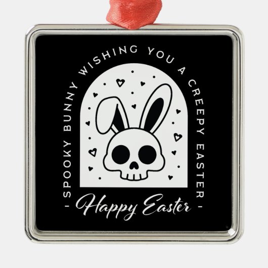 Creepy Happy Easter bunny skull gothic aesthetic メタルオーナメント (正面)