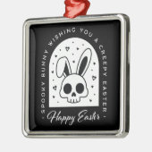 Creepy Happy Easter bunny skull gothic aesthetic メタルオーナメント (左)