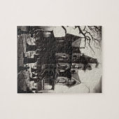 Creepy Haunted House Graveyard Drawing ジグソーパズル (横)