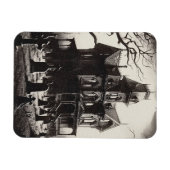 Creepy Haunted House Graveyard Drawing マグネット (横)