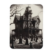 Creepy Haunted House Graveyard Drawing マグネット (縦)