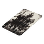 Creepy Haunted House Graveyard Drawing マグネット (左側)