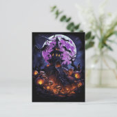 Creepy Haunted House Purple Halloween Party ポストカード (スタンド正面)