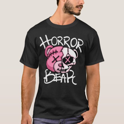 Creepy Horror Bear streetwear Tシャツ (正面)