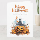 Creepy Jack O’Lantern Ghost Halloween Card カード (正面)