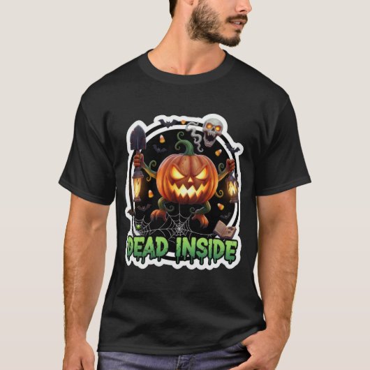 Creepy jackolantern illustration with shovel lante tシャツ (正面)