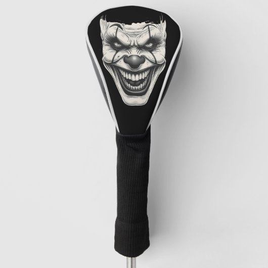 Creepy Killer Clown Smile Monochromatic  ゴルフヘッドカバー (正面)