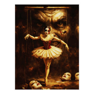 Creepy Marionette Ballerina Horror Puppet Art  ポスター