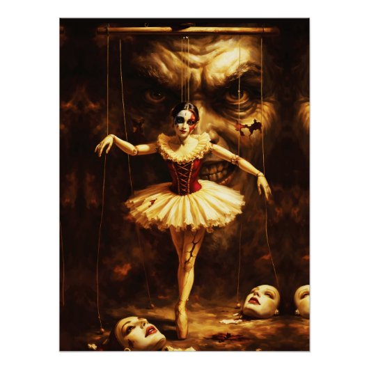 Creepy Marionette Ballerina Horror Puppet Art  ポスター (正面)