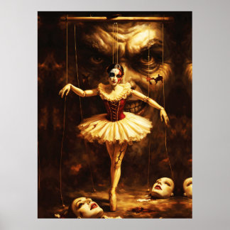 Creepy Marionette Ballerina Horror Puppet Art  ポスター