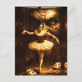 Creepy Marionette Ballerina Horror Puppet Art  ポストカード (正面)