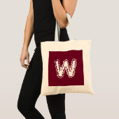 Creepy Monogram White on Red トートバッグ (正面(商品))