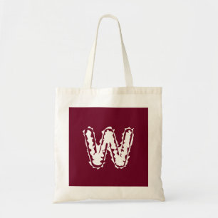 Creepy Monogram White on Red トートバッグ