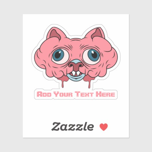 creepy pink cartoon brain cat graphic design シール (シート)