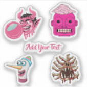 creepy pink cartoon surreal monster graphic design シール (正面)