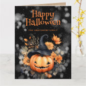 Creepy Pumpkin Ghost Happy Halloween Card カード (黄色い花)
