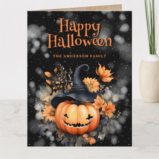 Creepy Pumpkin Ghost Happy Halloween Card カード (正面)