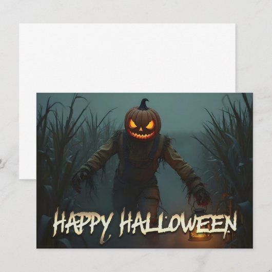 Creepy Pumpkin Head Halloween Scene (正面/裏面)