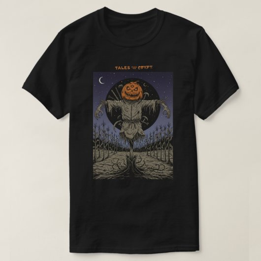 Creepy Pumpkin Scarecrow Halloween Horror Tシャツ (デザイン正面)