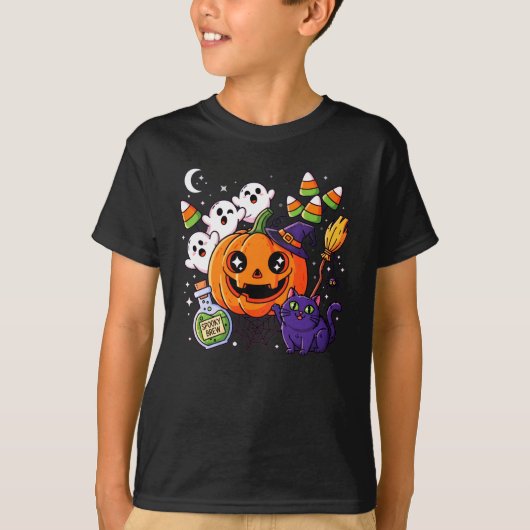 Creepy Pumpkin & Spider Fall Design – Cozy Spooky  Tシャツ (正面)