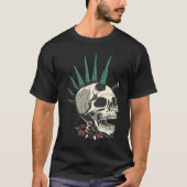 Creepy Punk Skeleton With Stake In Skull Tシャツ (正面)