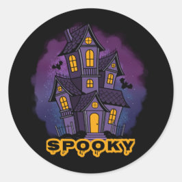 Creepy Purple Mansion Spooky Haunted House ラウンドシール