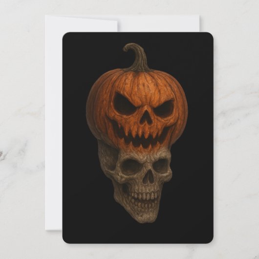 Creepy Realistic Halloween Pumpkin Skull Sticker 招待状 (正面)