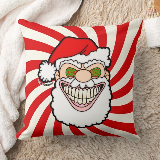 Creepy Santa Claus Screwball Graphics クッション (ブランケット)