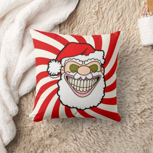 Creepy Santa Claus Screwball Graphics クッション (ブランケット)