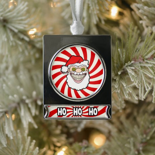 Creepy Santa Claus Screwball Graphics シルバープレートバナーオーナメント (ツリー)