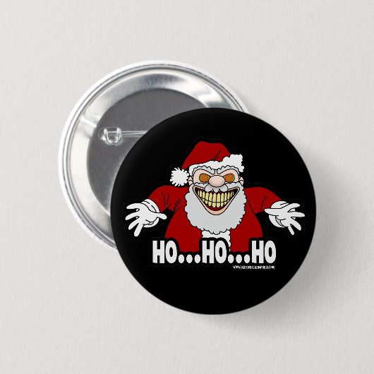 Creepy Santa Claus Screwball Graphics HOHOHO 缶バッジ (正面&裏面)