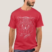 Creepy Scary Horror Cat Art Illustration Design fo Tシャツ (正面)