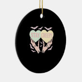 Creepy Skeleton Hand Holding Hearts Pastel Goth セラミックオーナメント (右)