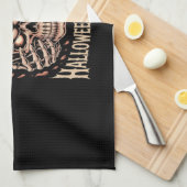 Creepy Skeleton Hands Pumpkin Skull キッチンタオル (四つ折り)