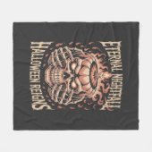 Creepy Skeleton Hands Pumpkin Skull フリースブランケット (正面(横))